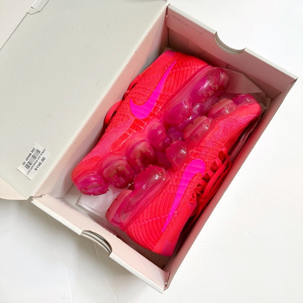 NIKE NEON HOT PINK BLAST HYPER PUNCH AIR VAPORMAX FLYKNIT KNIT SHOES SNEAKERS - Picture 8 of 9